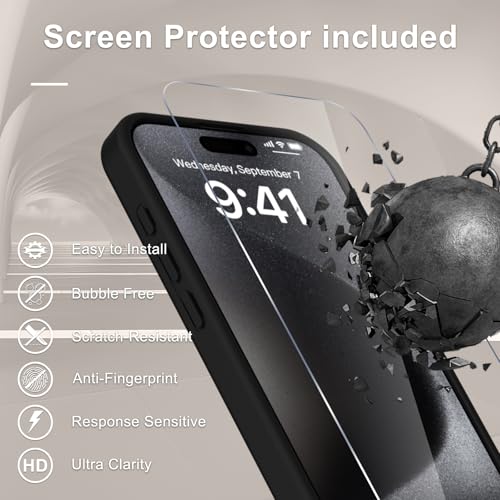Image of YENAPOON for iPhone 16 Pro Case, Matte Magnetic Phone Cover [with 1 Screen Protector] [Support for MagSafe] [Shockproof Military Grade Protection] Translucent Frosted Back, Black