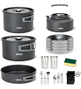 Alocs 17pcs Camping Cookware Camp Kitchen Set with Kettle, Aluminum Camping Cooking Set Backpacki...