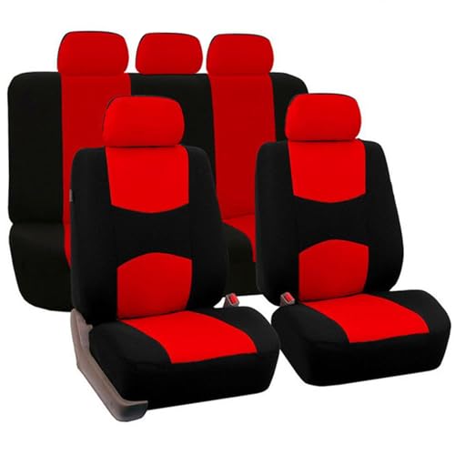 WODHMIEY Fundas Asientos Coche universales de 5 plazas, Apta para Fundas Asientos Coche universales Delanteros y Traseros con reposacabezas, Resistente al Desgaste y antideformación (Rojo)