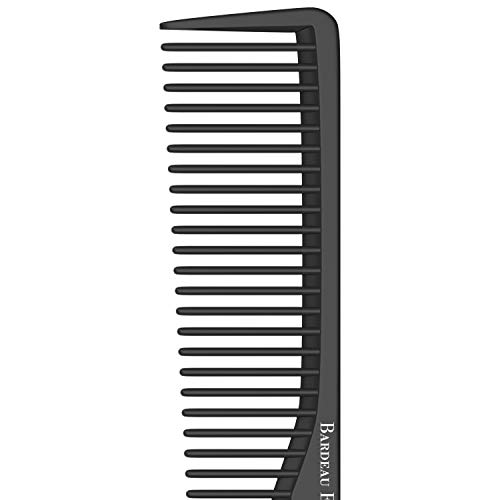 Styling Comb | Professional 7 Inch Black Carbon Fiber Anti Static Chemical And Heat Resistant Comb For All Hair Types | Fine And Wide Tooth Comb For Men And Women | By Bardeau Essentials (Single) #TOP7