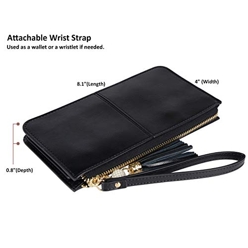 Befen 8525859585 Black Small Genuine Leather Clutch Wristlets Cell Phone Wallet Case Smartphone Organizer Purses And Handbags thumb #4
