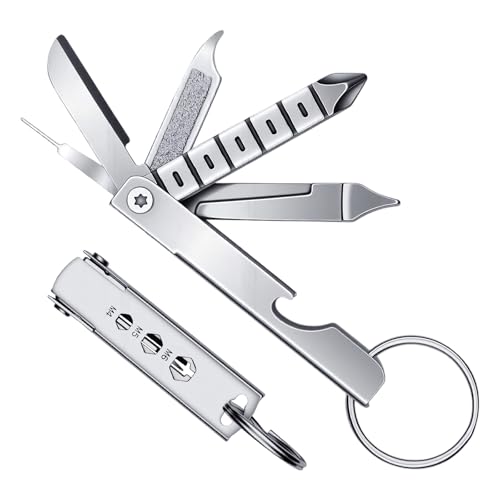 TENOC 7-in-1 Multi-Tool Keychain, Portable Stainless Steel Pocket Gadget with