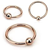 Amelia Fashion Rose Gold Captive Bead Ring IP 316L Surgical Steel (Choose Size)