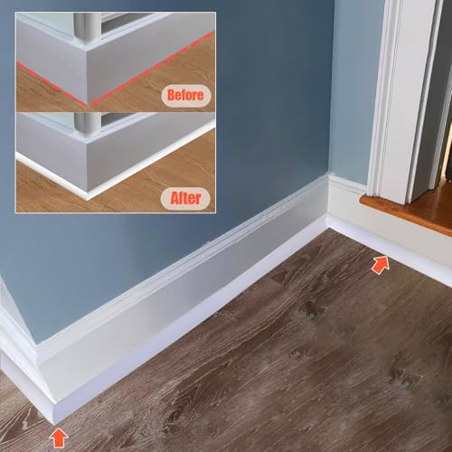 Flexible Viertelrunde Zierleiste, selbstklebende Gummi-Viertel-Rund-Zierleiste, abziehen und aufkleben, Wandverkleidung für Boden, Ecke, Badewanne (weiß)