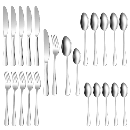 Ensemble De Couverts: 24 Pièces Couverts De Table Transportables, Finition Miroir Menagere En...