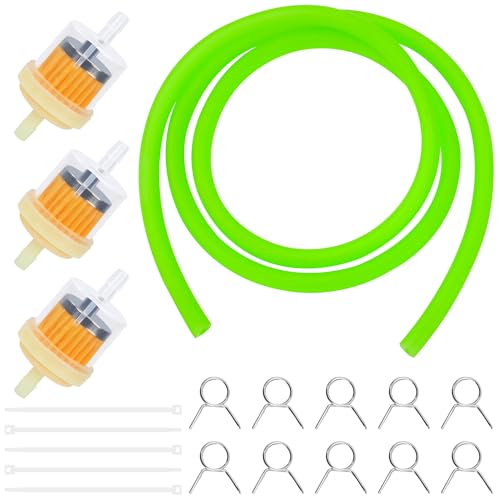 Tunejoy Kit de Filtro Combustible Moto con 1M Manguera de Gasolina y 3 Piezas Filtro Gasolina 10 Abrazaderas para ATV Pit Bike Scooter Ciclomotor Go Kart Verde