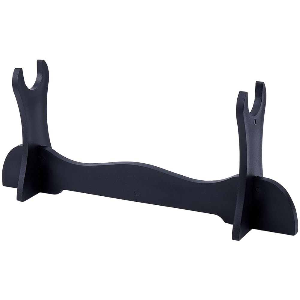 GORGECRAFT 1 Set Sword Holder Stand Mini Black Single Horizontal Plastic Samurai Display Rack Wand Stand Support Bracket Hanger for Katana Wakizashi Tanto Tabletop Holder 27.5 x 4cm