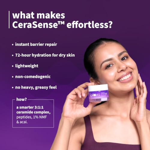 Image of Plum CeraSense Barrier Repair Moisturizer 50g + Face Wash 50ml | Ceramides & Peptides | 72-Hr Moisturization | Gentle, Fragrance-Free & Non-Comedogenic | Dry & Sensitive Skin