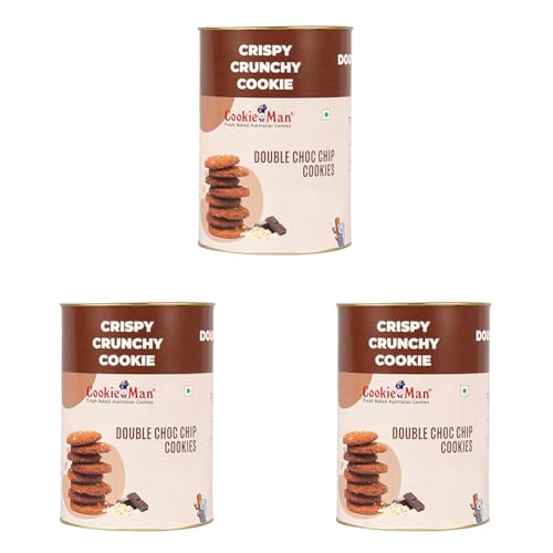 Image of CookieMan Double Choco Chip Loaded Cookies - 200g | White & Dark Choco Chips in Chewy Cookies, Perfect for Chocolate Lovers & Snacking | Made with Premium Chocolate (Pack of 3)