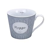Motiv: Hygge Krasilnikoff - Happy Cup - Becher, Tasse mit Henkel - Hygge - Porzellan - H9 x Ø10 cm - Volumen: 400 ml