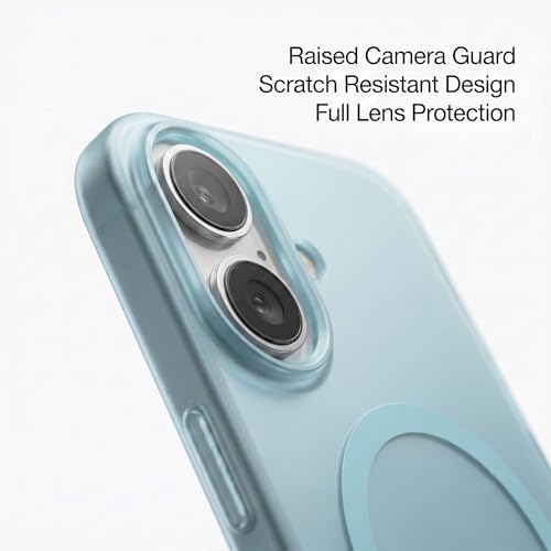 Image of amazon basics Luxury Paper Thin Case Cover for iPhone 17 | Matte Finish | Compatible with magsafe | (Light Blue, iPhone 17)