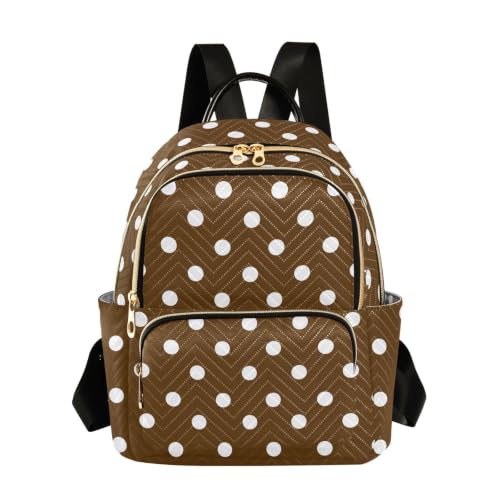 Image of ALAZA Brown Polka Dots Pattern Small Backpack Purse for Women Travel Bag Fashion Daypack Back Pack Shoulder Bag