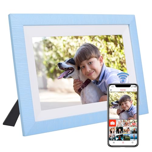 VONDRA Album Bebe Digital WiFi   Regalo para Bebé Album Nacimiento con 32GB Pantalla Táctil 10.1” Libro de Recuerdos Comparte Recuerdos de Forma Segura con Frameo Android/iOS (Celeste)