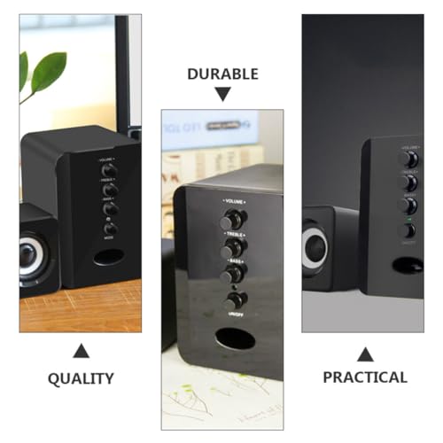 Altavoz compacto USB de plástico negro con alimentación de 5V y conexión por cable directo 7
