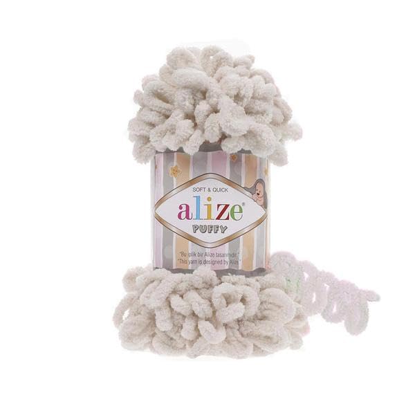 Alize Puffy Baby Big Loop Blanket Yarn 100% Micropolyester Soft Wool Each Ball 100g 9m - 599 Ivory