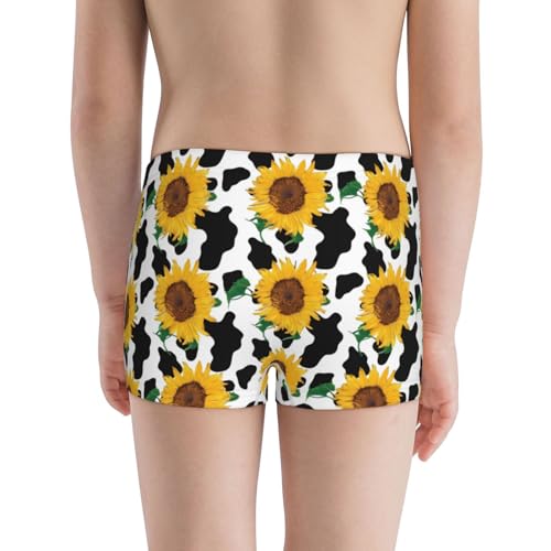Boys' Cotton Boxer Brief Soft Underwear-Cute Cow Print Sunflower3
