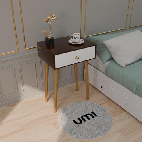 ETIQUETTE ART Modern Bedside Table with Solid Wood Legs, Minimalist and Practical End Side Table with Drawer Storage, Ea...