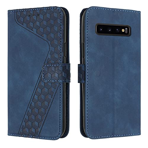 Cover per Samsung Galaxy S10 Custodia pelle S10 Antiurto a Libro S10 Magnetica Portafoglio Folio PU Pelle Flip Protettiva Caso con Wallet Case Blu