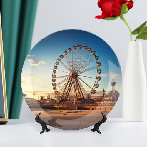 Plato decorativo Ferris Wheel de porcelana 10 pulgadas miniatura 6