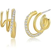 Obidos 14K Altın Kaplamalı &Uuml;&ccedil;l&uuml; Huggie İll&uuml;zyon Stud K&uuml;peler | &Ccedil;ift Huggie Hoop K&uuml;pe...