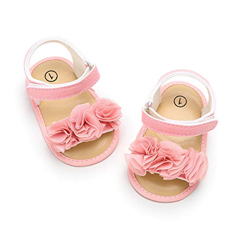 Isbasic Baby Girls Sandals Bohemia Flower Bow Soft Sole Toddler First Walkers Beach Summer Shoes (H-Cotton Pink, 0_Months) #TOP4