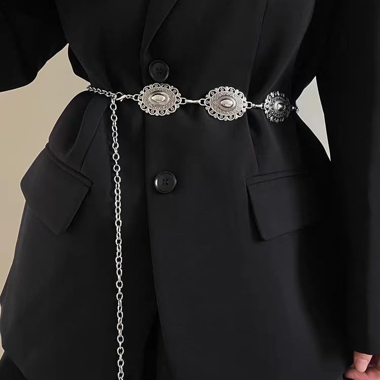 Western Chain Belt Cowgirl Belts for Women Gold Chain Belt Waist Chain Belt for Dress Jeans Pants2