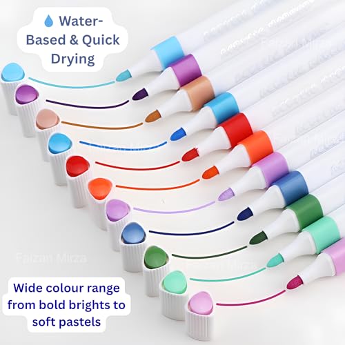 Image of Acrylic Paint Markers - Set of 36 Vibrant Colors, Permanent Water-Based Marker Pens for Rock Painting, DIY Crafts, Canvas, Glass & More