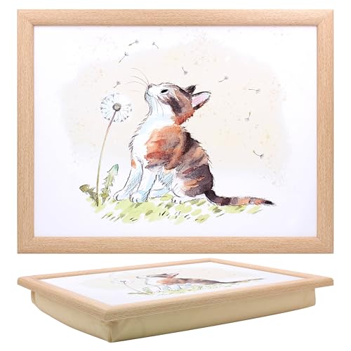 The Leonardo Collection Paper Shed Design Cat with Dandelion Laptray With Bean Bag for Serving Dishes | Lovely Lap Trays for Eating on Lap for Dinner or Breatfast | Newly Designed Food Trays for Lap