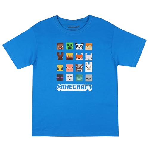 Minecraft Video Game T-Shirt Boys' Creeper Blaze Bee Llama Character Faces Grid Youth Tee2