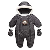 Tengoait Newborn Baby Girl' Winter Snowsuit Thick Cotton Hooded Jumpsuit One Piece Warm Footie Rompe