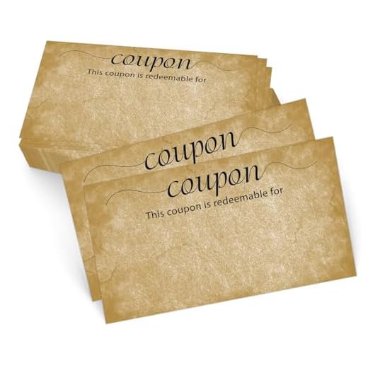Tomioziey 200 Pieces Blank Coupon Cards Tan, 3.5in x 2in, Little Make Your Own Gift Certificate, Vouchers for Present, Holiday, Valentines Simple Redeemable For Design, Lots of Space to Write