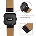 KADES Leather Band Replacement Strap Compatible with Fitbit Versa 2/SE/Lite Smartwatch for Women & Men (Black Band+Black Buckle)