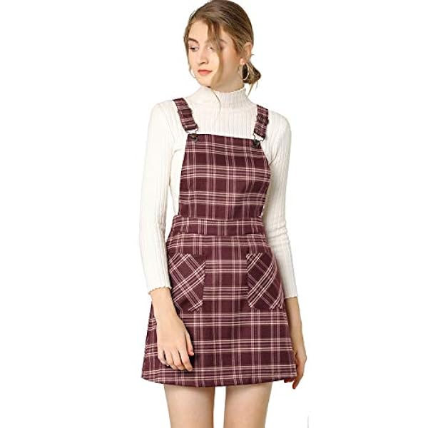 Allegra K Donne Plaid Regolabile Cinturino sopra Ginocchio Bretelle Vestito Festa di San Patrizio