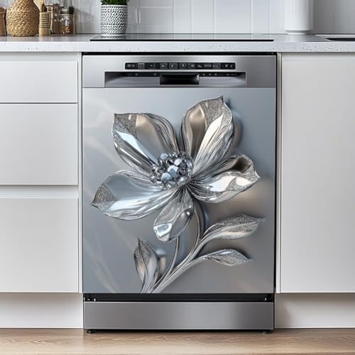 Calcomanías florales plateadas metálicas para electrodomésticos FACAIIO de PVC 6