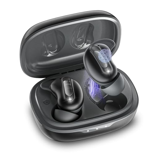 Wireless Earbuds, Mini Sleep Earbuds ANC Bluetooth 5.4 Headphones In Ear with ENC Noise Cancelling Mic, 48H Playtime Sleep Headphones Design for Side Sleeper, HiFi Stereo IP7 Waterproof Ear Buds Black