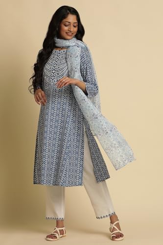 Image of W for Woman Women's Cotton Geometric Regular Kurta (24FEW10601-122996)