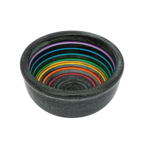 NKlaus 15013 - Cuenco Quemador Sahumerio para Incienso (esteatita, 11 x 5 cm), color gris y arcoíris