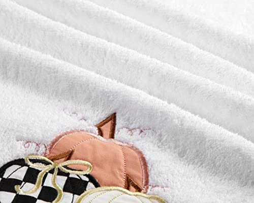 Quera 2 Pack Of Fall Thanksgiving Hand Towels 100% Cotton Pumpkin Premium Luxury Decorative Bathroom Decorative Plate Set Dry, Clean, Cook, Autumn 13.7 "X 29.5", White #TOP2