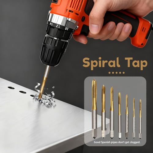7 Stück Gewindebohrer Set,M2 M2,5 M3 M3,5 M4 M5 M6,Gewindeschneider Set Mit Rostschutzbeschichtung,Schnellarbeitsstahl Gewindebohrer,Passend Für Akkuschrauber,Geeignet Für Metall,Holz,Kunststoff