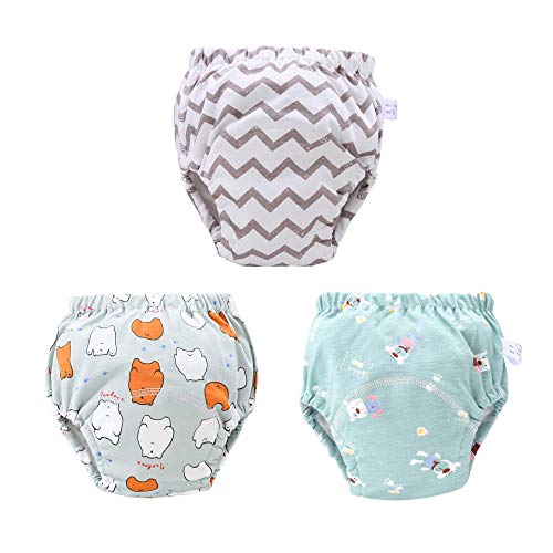 Qingzhuan 3 pièces pour Tout-Petits Potty Training Pants Slips de sous-vêtements en Coton Doux pour garçons, Taille -S (Moins de 6 kg) Cover