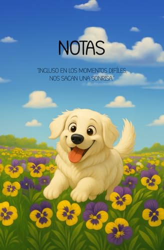 Cuaderno de notas - Mascota animada (Golden retriever) (Patitas en flor) (Spanish Edition)