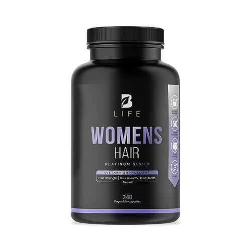 B-Life-Company-Womens-Hair-Growth-Supplement-240-Capsules-Biotin-10000-mcg-Hydrolyzed-Collagen-I-III-and-Amino-Acids-Advanced-MultiVitamin-Formula-Designed-for-Women