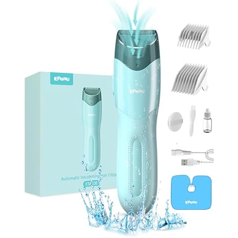 ENSSU Vacuum Hair Clippers for Kids, Rechargeable Vacuum Hair Cutter with 2 Modes for Children/Infant/Men, Waterproof Baby Hair Clippers Trimmers Cordless Haircut Kit in Large Hairs Storage Space Cover