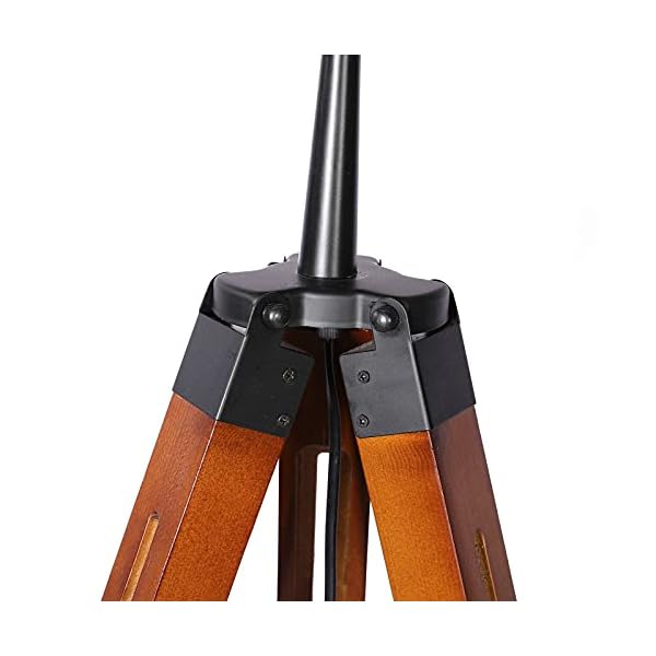 Futchoy Stehlampe Dreibein LED Stehleuchte Studiolampe Studioleuchte Modern Stehleuchte Tripod aus Holz E27… – Bild 7