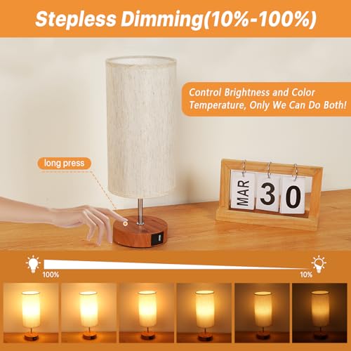 Touch Table Lamp with Dimmable Light and USB Ports for Bedroom or Office