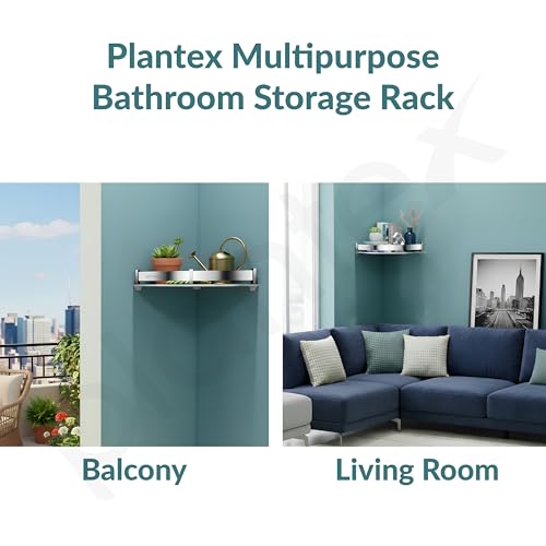 Image of Plantex Stainless Steel Corner Shelf for Bathroom Wall /Bathroom Corner Shelves /Bathroom Shelf Rack /Side Corner Shelf /Kitchen Organizer /Bathroom Corner Rack- (9x9 inches, Chrome)