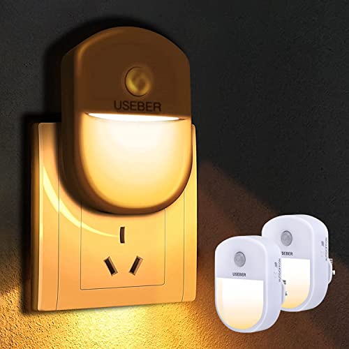 Useber LED Night Light, 2 Pack Motion Sensor Lights Indoor with 3 Modes (AUTO/ON/Off),Night Light Plug in Wall for Kitchen, Children's Room, Corridor, Hallway, Stairs