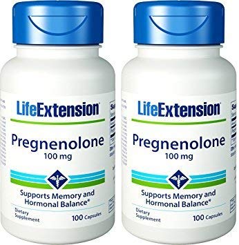 Life Extension Pregnenolone 100 Mg, 100 capsules, 2 Bottle Pack