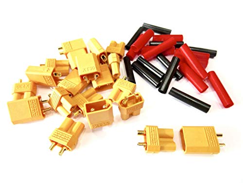 VUNIVERSUM 5 Paar 10 Stück Original XT30 Goldstecker Stecker Buchse Männlich Weiblich Rundstecker Male Female Verpolsicher Steckverbinder Netzstecker inkl. Schrumpfschlauch Lipo Akku Modellbau DIY
