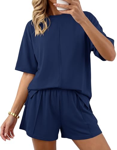 BTFBM Casual 2 Piece Sets For Women Summer 2026 Short Sleeve Tops Shorts Spring Lounge Matching Workout Airport Outfits